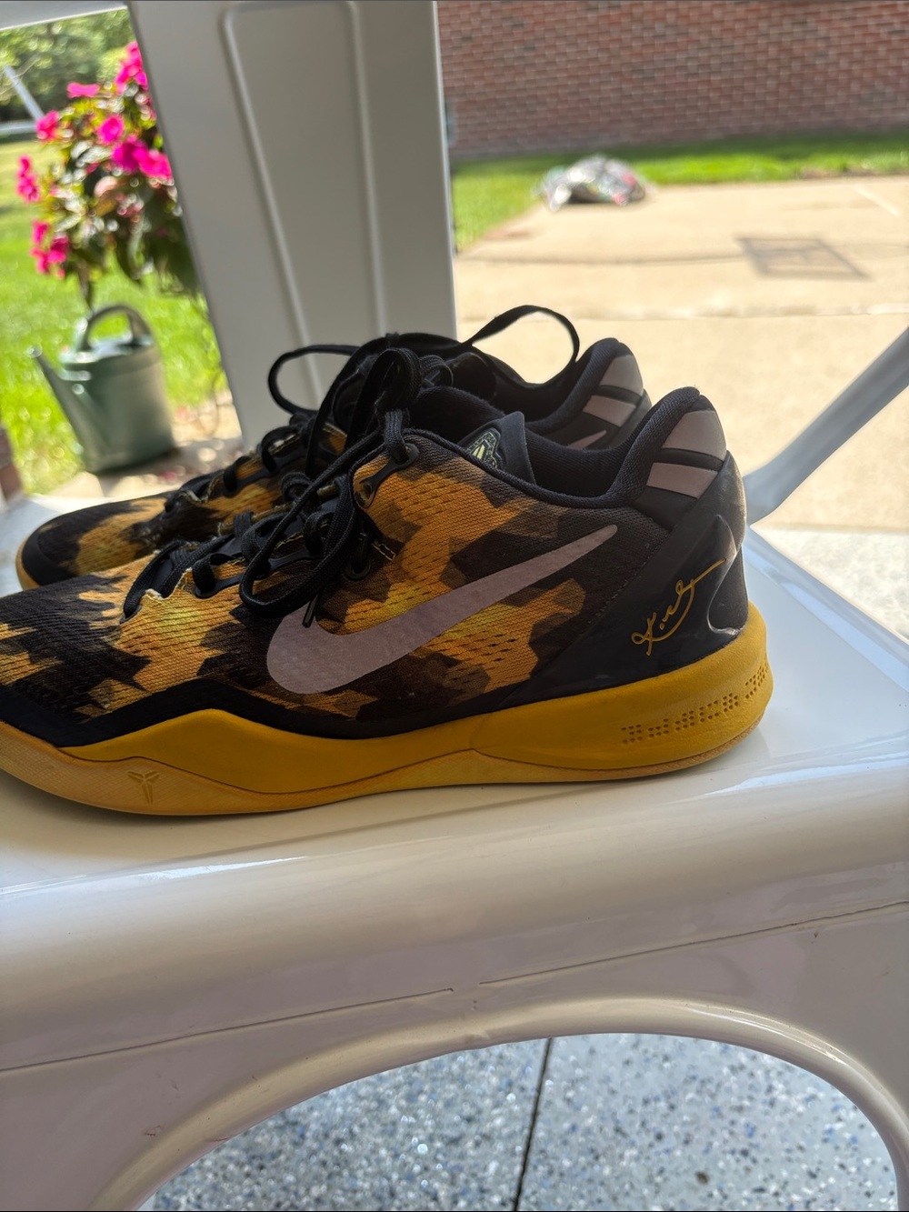 Nike Black and Yellow Camo Low-Top Sneakers